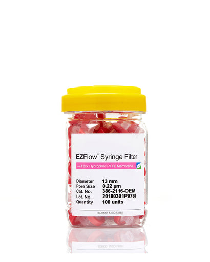 EZFlow® 13mm Syringe Filter, .2μm Hydrophilic Polytetrafluoroethylene (PTFE) 100/pack