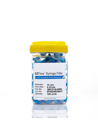 EZFlow® 13mm Syringe Filter, .2μm Hydrophilic Polyvinylidene Fluoride (PVDF), 100/pack