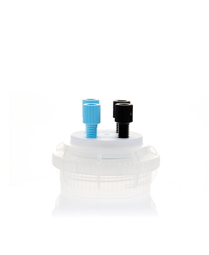 HPLC Solvent Reservoir ChromCap™ 100 Assembly,GL45, Class VI Polytetrafluoroethylene (PTFE) Adapter w Vent Hole, 4 Port for 3.2mm(1/8") or 1.6mm(1/16") OD Tubing, 1/EA