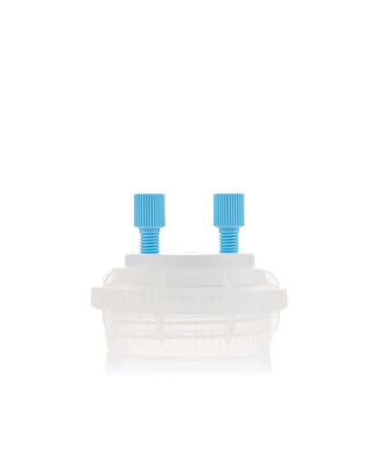 HPLC Solvent Reservoir ChromCap™ 100 Assembly,GL45, Class VI Polytetrafluoroethylene (PTFE) Adapter w Vent Hole, 2 Port for 3.2mm(1/8") or 1.6mm(1/16") OD Tubing, 1/EA