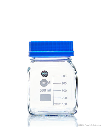 Borosil® Wide Mouth Glass Bottles - Square - 500mL - CS/10 | img_1 | Foxx Life Sciences Global | shopfls.com