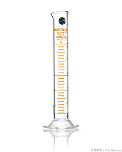 Graduated Measuring Cylinder Hexagonal Base, 50 mL Borosilicate, CS/5, To Contain | img_1 | Foxx Life Sciences Global | shopfls.com