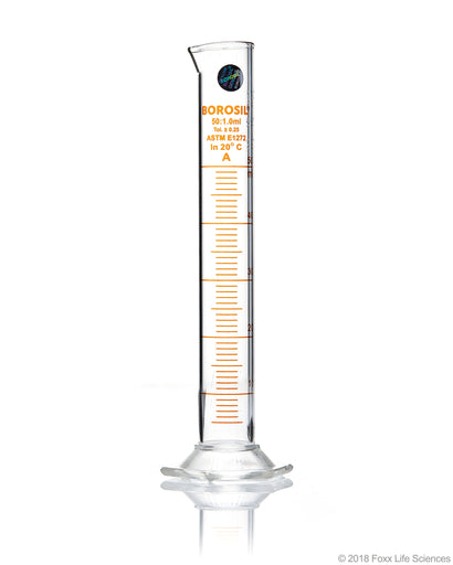 Graduated Measuring Cylinder Hexagonal Base, 50 mL Borosilicate, CS/5, To Contain