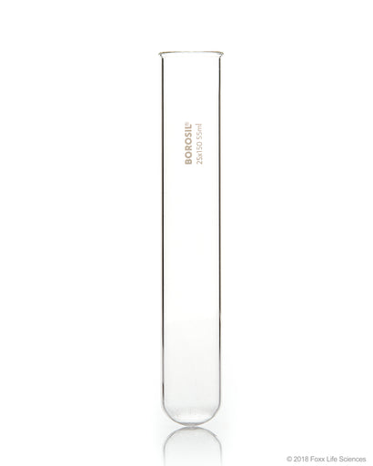 Borosil® Test Tubes with Rim 25*150, Borosilicate ISO 4142, 55 mL, CS/200