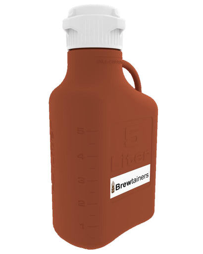 Brewtainers High Density Poly Ethylene (HDPE) Amber Light Blocking 5L (1.82 Gal Max) Homebrew Yeast Container with leakproof Tight Sealed 83B Cap | img_1 | Foxx Life Sciences Global | shopfls.com