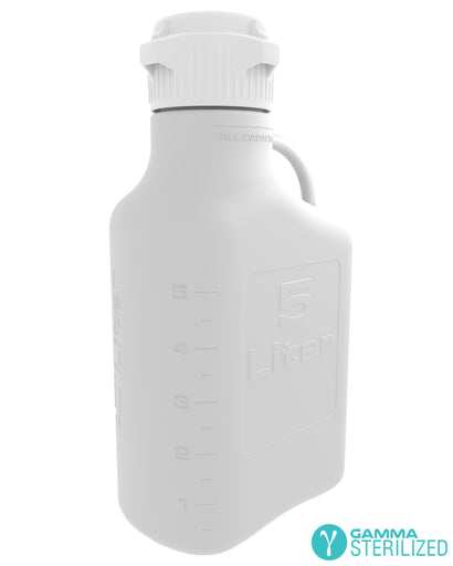 EZBio® 5L (1 GAL) Polypropylene (PP) Carboy with VersaCap® 83B, Double Bagged, Gamma Sterilized