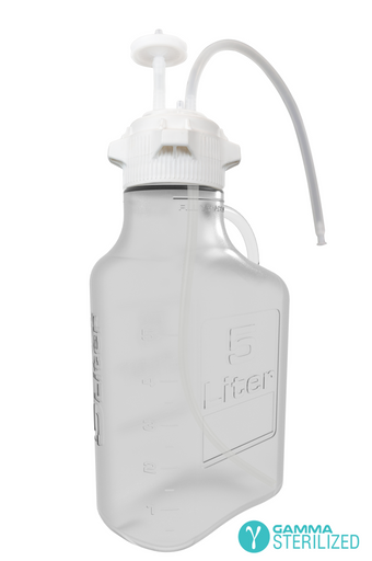 EZBio® Single Use Carboy Assembly, 5L, Polycarbonate (PC), VersaCap® 83B, TPE Tubing w/ Dip Tube, Gamma Sterilized, 1/EA