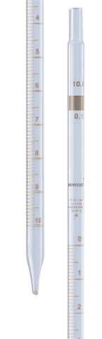 Borosil® Pipettes, Measuring (Mohr), Class A, 0.1mL x 0.01mL, Batch Cert, CS/10 | img_1 | Foxx Life Sciences Global | shopfls.com