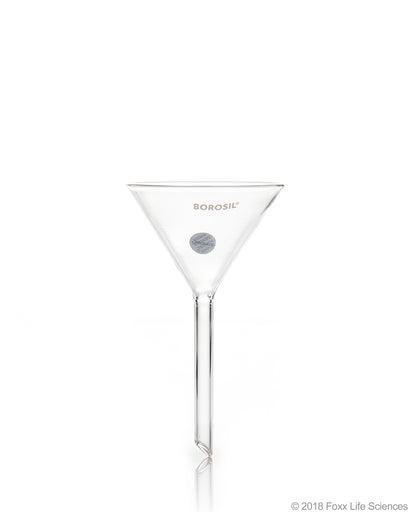 Borosil® Funnels, Short Stem, Plain, 60 deg 75 MM, ISO 4798, 3.3 Borosilicate glass 20/CS