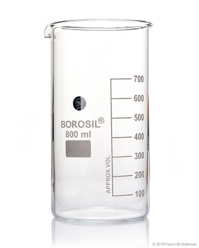 Borosil® Tall-Form Glass Beakers with Spout - 800mL - CS/20 | img_1 | Foxx Life Sciences Global | shopfls.com