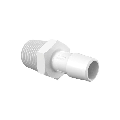 Adapter 1/2" NPT Thread x 1/2" Hose Barb, Polypropylene - 25 | img_1 | Foxx Life Sciences Global | shopfls.com