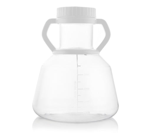 EZBio® 5L Erlenmeyer Polycarbonate (PC) Flasks - 90mm Vented Cap w/Handle - Sterilized - 4/CS