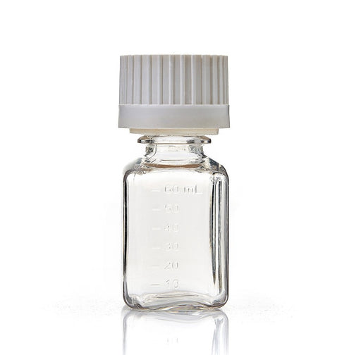 EZBio® Square Bottle, 60mL, PETG, Sterilized, 38-430mm Closed Versacap®, 40/cs | img_1 | Foxx Life Sciences Global | shopfls.com