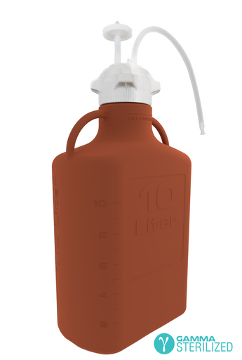 EZBio Carboy Assembly 10L, Amber HDPE, 83B, TPE Tubing w/ Dip Tube, Sterilized | img_1 | Foxx Life Sciences Global | shopfls.com