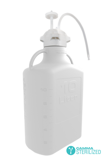 EZBio® Single Use Carboy Assembly, 10L, High Density Poly Ethylene (HDPE), VersaCap® 83B, TPE Tubing w/ Dip Tube, Gamma Sterilized, 1/EA