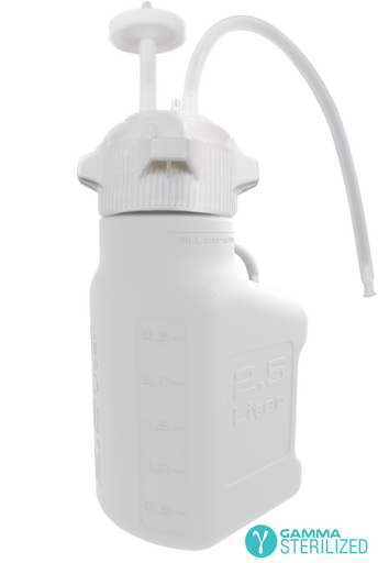 EZBio® Single Use Carboy Assembly, 2.5L, High Density Poly Ethylene (HDPE), VersaCap® 83B, TPE Tubing w/ Dip Tube, Gamma Sterilized, 1/EA