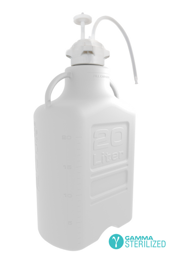 EZBio® Single Use Carboy Assembly, 20L, High Density Poly Ethylene (HDPE), VersaCap® 83B, TPE Tubing w/ Dip Tube, Gamma Sterilized, 1/EA | img_1 | Foxx Life Sciences Global | shopfls.com