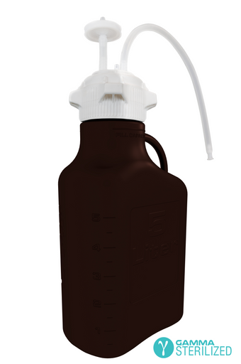 EZBio® Single Use Carboy Assembly, 5L, Dark Amber Polypropylene (PP), VersaCap® 83B, TPE Tubing w/ Dip Tube, Gamma Sterilized, 1/EA | img_1 | Foxx Life Sciences Global | shopfls.com