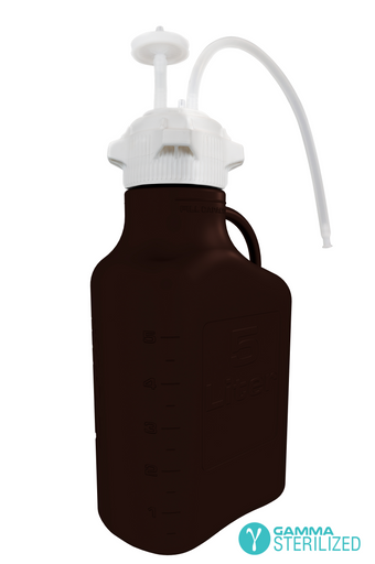 EZBio® Single Use Carboy Assembly, 5L, Dark Amber Polypropylene (PP), VersaCap® 83B, TPE Tubing w/ Dip Tube, Gamma Sterilized, 1/EA