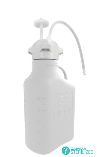 EZBio® Single Use Carboy Assembly, 5L, High Density Poly Ethylene (HDPE), VersaCap® 83B, TPE Tubing w/ Dip Tube, Gamma Sterilized, 1/EA | img_1 | Foxx Life Sciences Global | shopfls.com