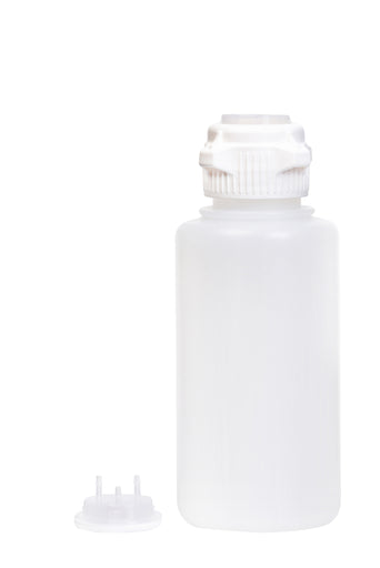 Round EZLabpure™ Polypropylene (PP) Vacuum Bottle, 1L, Open VersaCap® 53B, With Closed and 2x1/8" HB Adapters, 1/EA | img_1 | Foxx Life Sciences Global | shopfls.com