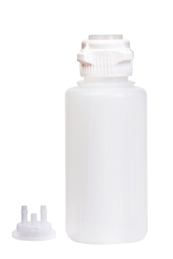 Round EZLabpure™ Polypropylene (PP) Vacuum Bottle, 1 L, Open VersaCap® 53B, With Closed and 2x1/4" HB Adapters, 1/EA