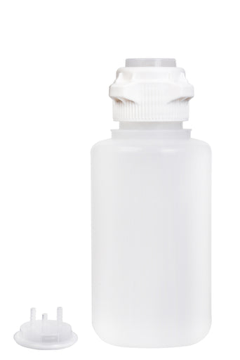 Round EZLabpure™ Polypropylene (PP) Vacuum Bottle, 4 L, Open VersaCap® 83B, With Closed and 2x1/4" HB Adapters, 1/EA