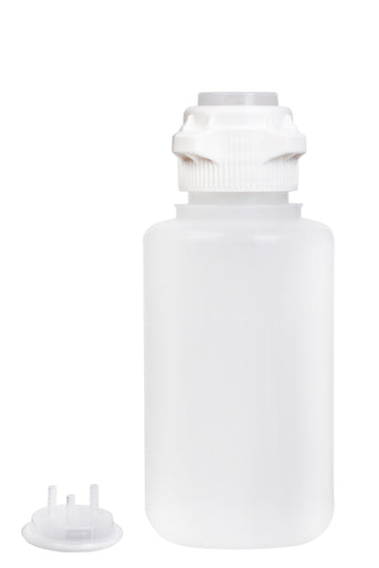 Round EZLabpure™ Polypropylene (PP) Vacuum Bottle, 4 L, Open VersaCap® 83B, With Closed and 2x1/4" HB Adapters, 1/EA | img_1 | Foxx Life Sciences Global | shopfls.com