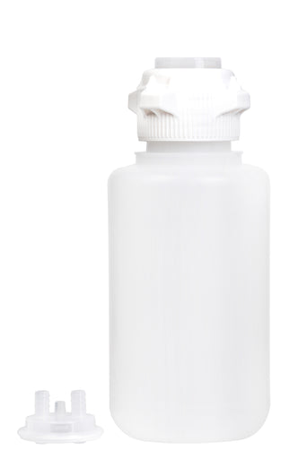 Round EZLabpure™ Polypropylene (PP) Vacuum Bottle, 4 L, Open VersaCap® 83B, With Closed and 2x1/2" HB Adapters, 1/EA | img_1 | Foxx Life Sciences Global | shopfls.com