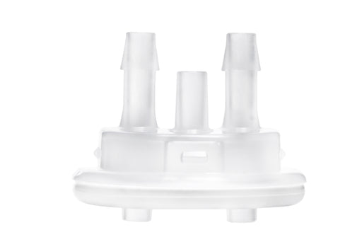 Round EZLabpure™ Polypropylene (PP) Vacuum Bottle, 2 L, Open VersaCap® 53B, With Closed and 2x1/8" HB Adapters, 1/EA | img_3 | Foxx Life Sciences Global | shopfls.com