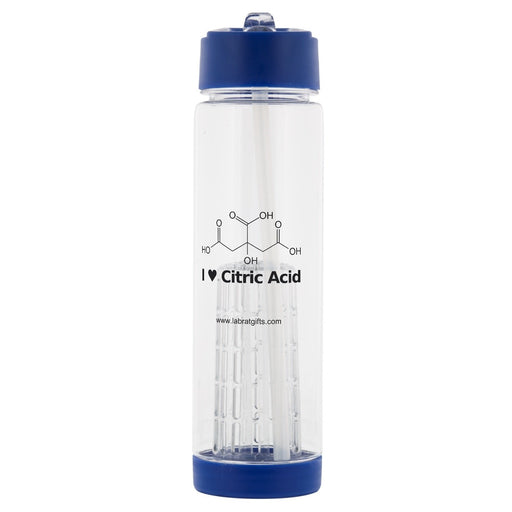 "I ♥ Citric Acid" - 25oz Fruit Infuser Water Bottle (blue) | img_1 | Foxx Life Sciences Global | shopfls.com