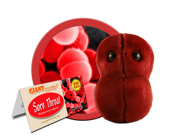 Wacky Nerdy GIANTmicrobes Sore Throat Plush Doll Foxx Life Sciences