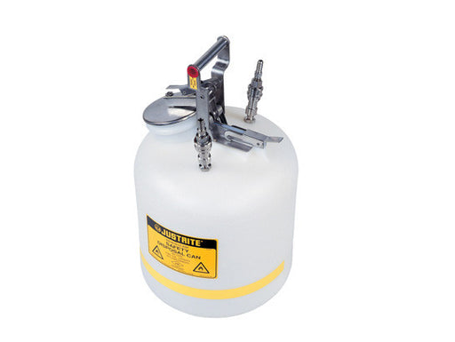 Quick-Disconnect Disposal Safety Can, stainless steel fittings for 3/8" tubing, 5 gal., polyethylene