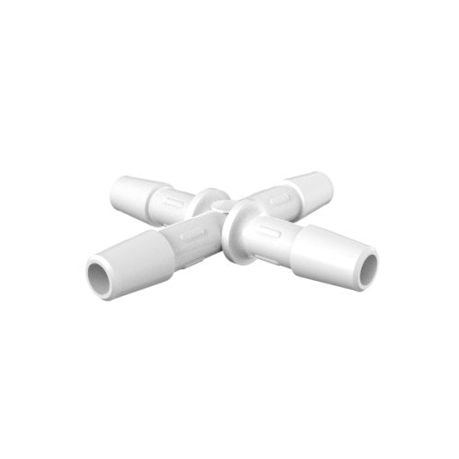 1/4" HB, Cross Fitting, Natural Kynar (PVDF)