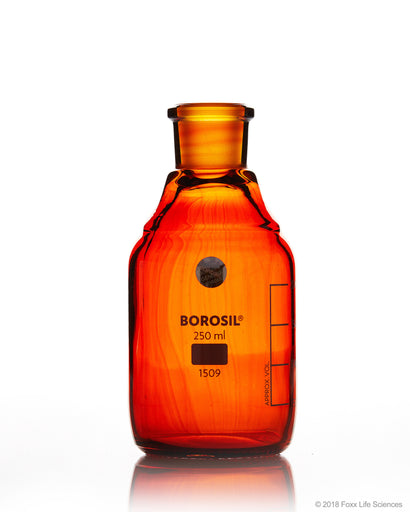 Borosil® Amber Reagent Bottles, Plain, Narrow Mouth, Graduated 250 mL, 19/26, CS/10 | img_1 | Foxx Life Sciences Global | shopfls.com