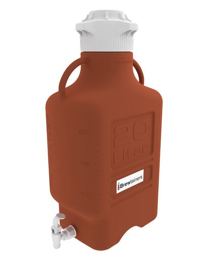 Brewtainers High Density Poly Ethylene (HDPE) Amber Light Blocking 20L (7 Gal Max) Homebrew Yeast Spigoted Despensing Container with leakproof  | img_1 | Foxx Life Sciences Global | shopfls.com