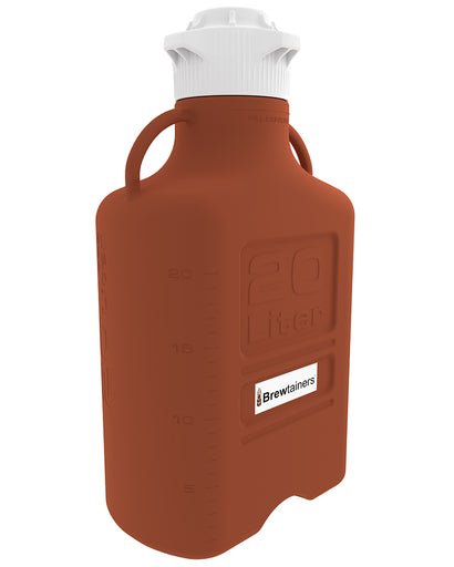 Brewtainers High Density Poly Ethylene (HDPE) Amber Light Blocking 20L (7 Gal Max) Homebrew Yeast Container with leakproof  Tight Sealed 120mm Cap | img_1 | Foxx Life Sciences Global | shopfls.com