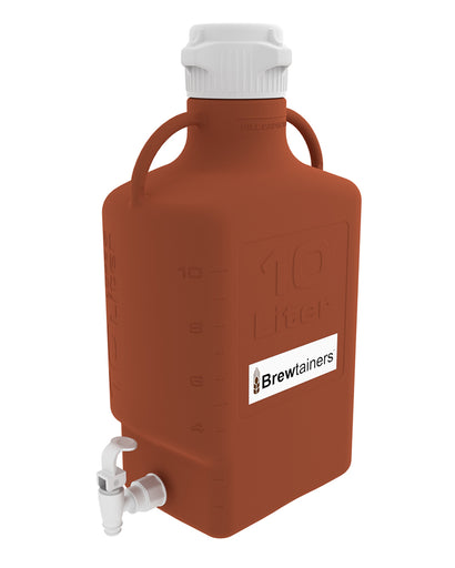 Brewtainers High Density Poly Ethylene (HDPE) Amber Light Blocking 10L (3.44 Gal Max) Homebrew Yeast Spigoted Despensing Container with leakproof | img_1 | Foxx Life Sciences Global | shopfls.com