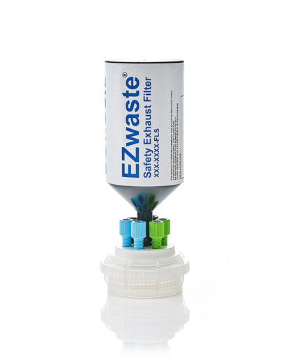 EZwaste® HPLC VersaCap®GL45 Solvent Waste Cap Assembly W/ Exhaust Filter, 6 X Ports OD Tube-3.2 mm (1/8") & 1.6 mm (1/16"), 1/EA