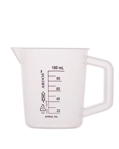 Abdos Printed Beakers with Handle, Polypropylene (PP) 100ml, 6/CS