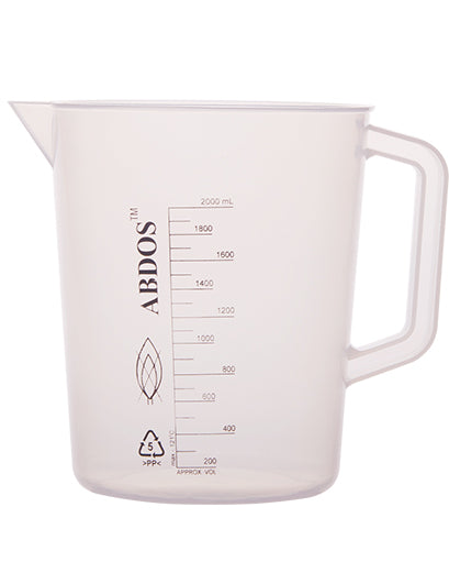 Abdos Printed Beakers with Handle, Polypropylene (PP) 2000ml, 4/CS