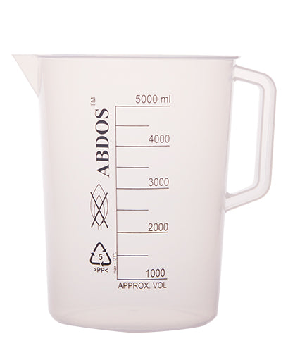 Abdos Printed Beakers with Handle, Polypropylene (PP) 5000ml, 2/CS