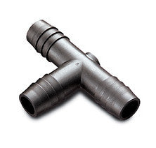 T Connector Fitting Pack, Polyethylene, 3/8" Hose Barb x 3/8" Hose Barb to 3/8" Hose Barb, 10/pk