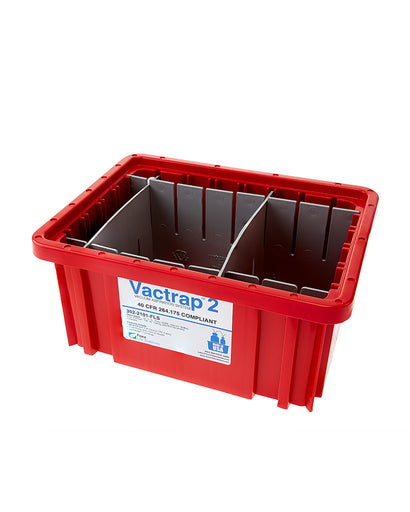 Vactrap2™, Red Bin w/ Dividers, 9-3/16"x6-9/16"x4-1/2"