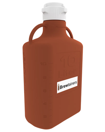 Brewtainers High Density Poly Ethylene (HDPE) Amber Light Blocking 10L (3.44 Gal Max) Homebrew Yeast Container with leakproof Tight Sealed 83B Cap | img_1 | Foxx Life Sciences Global | shopfls.com