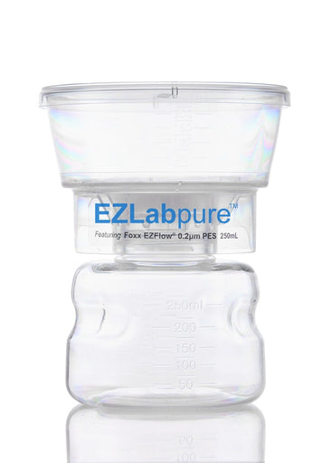 Clear container with EZLabpure branding on a white background