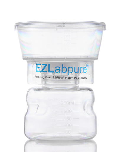 EZLabpure™ Sterile Bottle Top Filter Unit, 0.2 µm PES Membrane, 250 mL – Pack of 12