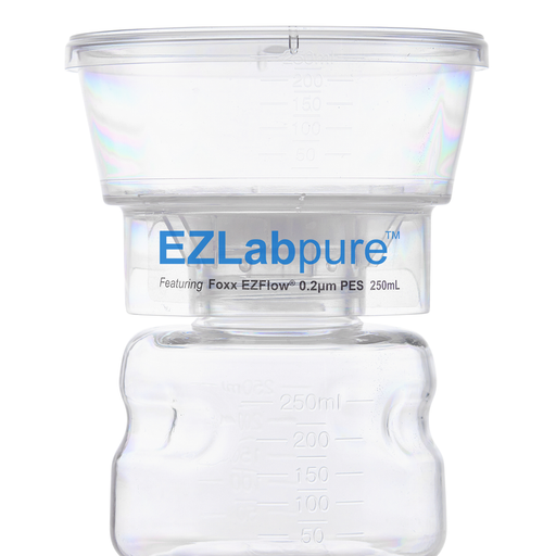 EZLabpure™ Sterile Bottle Top Filter Unit, 0.2 µm PES Membrane, 250 mL – Pack of 12