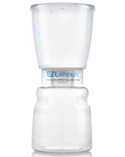 EZLabpure™ Sterile Bottle Top Filter Unit, 0.2 µm PES Membrane, 1,000 mL – Pack of 12