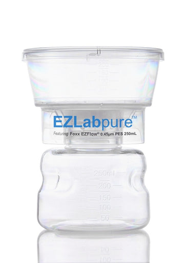 Clear container with EZLabpure branding on a white background